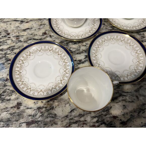 Cauldon 1900s Demitasse Espresso Set Cup Saucer 414J Antique 7 Pcs Blue Gold - Picture 8 of 16